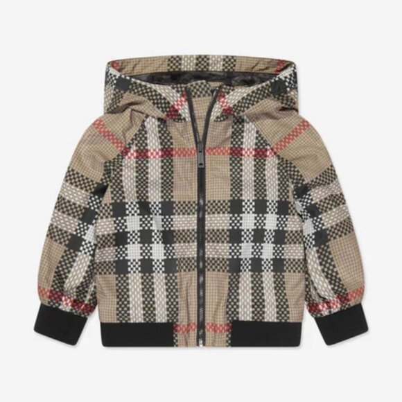 Burberry Other - $650 BURBERRY Troy Kids Icon Check Zipped Hooded Nylon Jacket, Size 12M